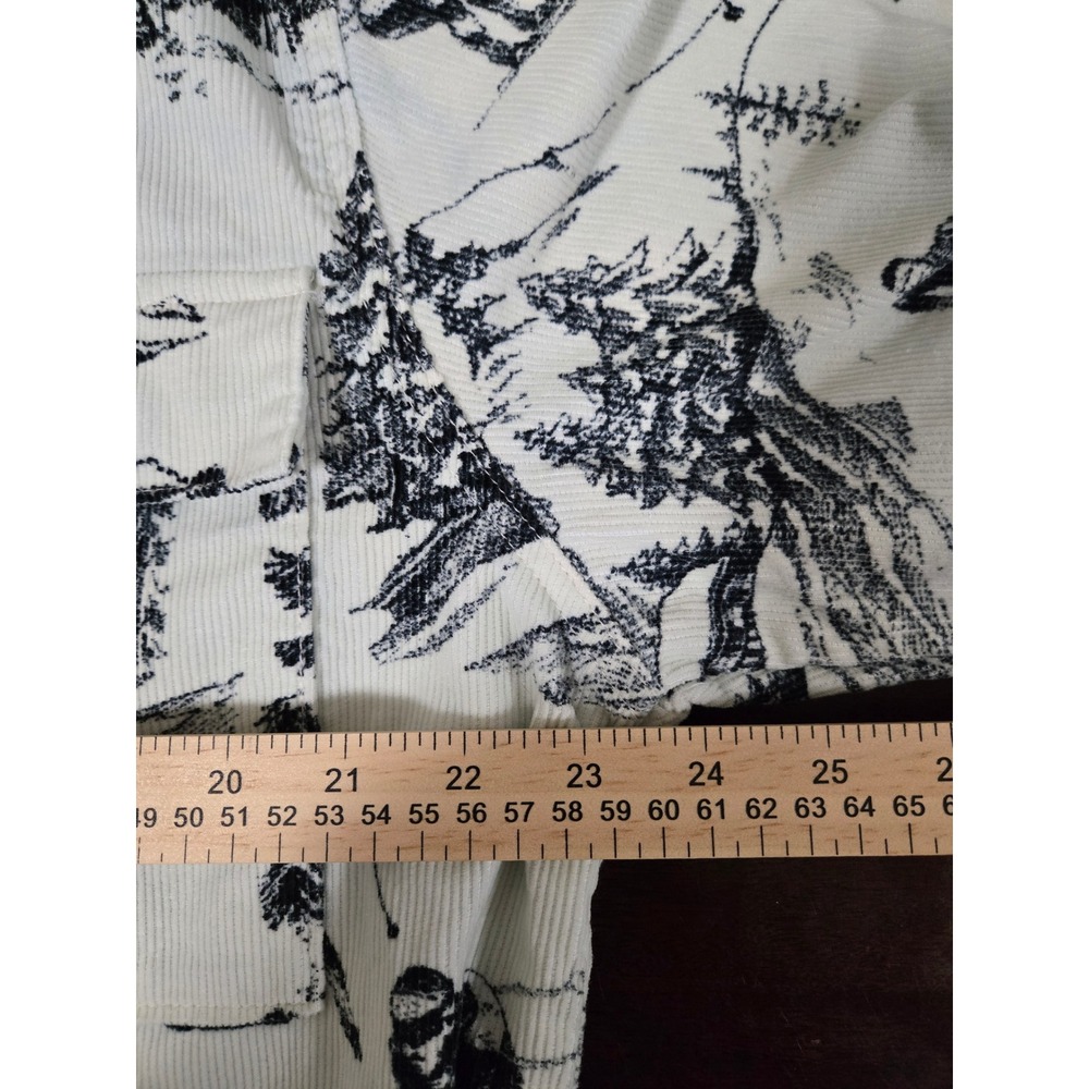 Forever 21 Men Corduroy Button Down Shirt XL Skiing Mountain Print Off White - Picture 9 of 10